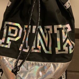PINK  Black and Silver Backpack